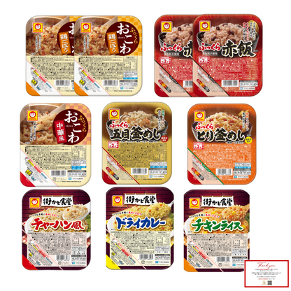 マルちゃん レトルトごはん パック  詰め合わせ セット おこわ釜めし, 街かど食堂, パックご飯 常温 レンジ ご飯 JAVIETのおしぼり付け (1. 赤飯・玄米・釜めし2・おこわ2・街かど食堂3 9種10食)