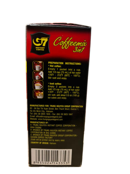 【JAVIET KAISHA】ベトナムの インスタントコーヒーG7 カフェオレ3in1 ボックス 正規品×20袋 16グラム (x 20袋) と G7コ ブラック コーヒー正規品 1箱15袋入り まとめ買い２種セット インスタントコーヒー チュングエン coffee G7コーヒー