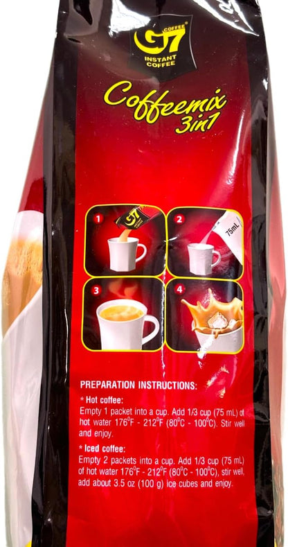 JAVIET KAISHA TRUNG NGUYEN G7 Instant Hot Iced Coffee, 3 in 1 Vietnamese Coffee, 16 g x 50 Bags