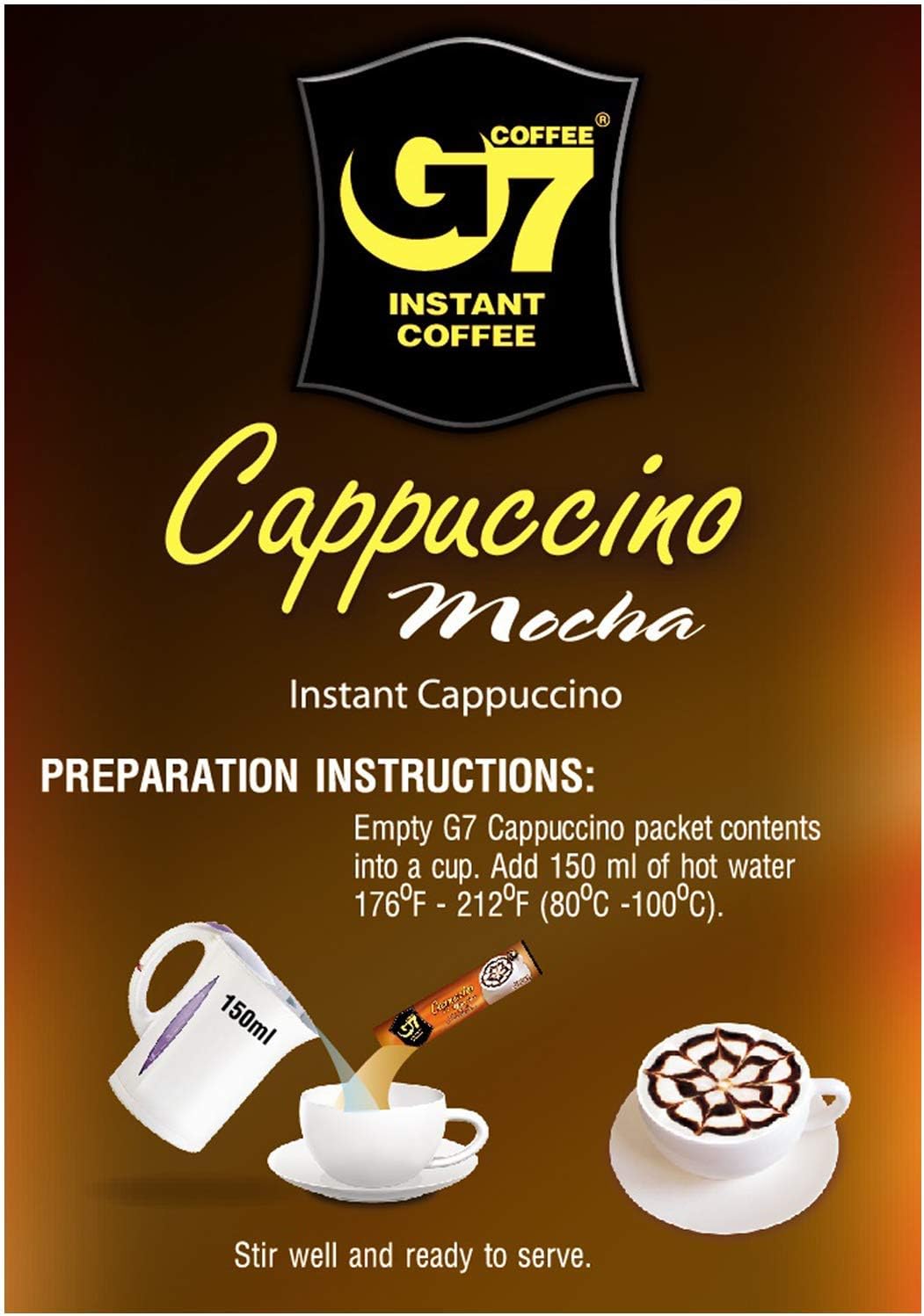 TrungNguyen (Official) Vietnamese G7 Coffee, Cappuccino/Mocha Box, Genuine Product, 12 Bottles
