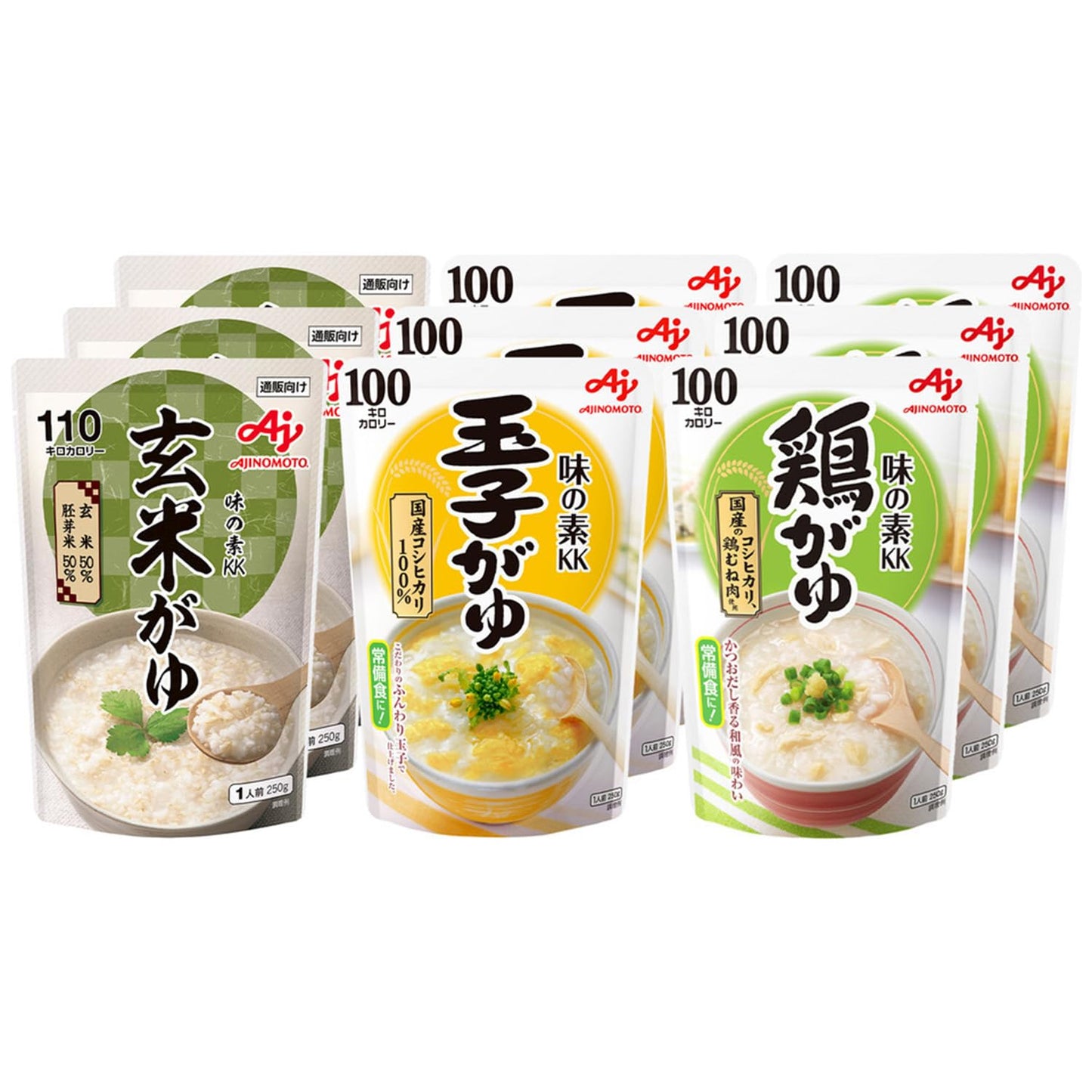 Ajinomoto 味の素 おかゆ 3種×3個セット 白がゆ、梅がゆ、玉子がゆ