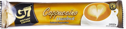 Official Vietnamese G7 Coffee, Cappuccino/Hazelnut Box, Genuine Product, 12 Bottles