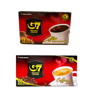 【JAVIET KAISHA】ベトナムの インスタントコーヒーG7 カフェオレ3in1 ボックス 正規品×20袋 16グラム (x 20袋) と G7コ ブラック コーヒー正規品 1箱15袋入り まとめ買い２種セット インスタントコーヒー チュングエン coffee G7コーヒー