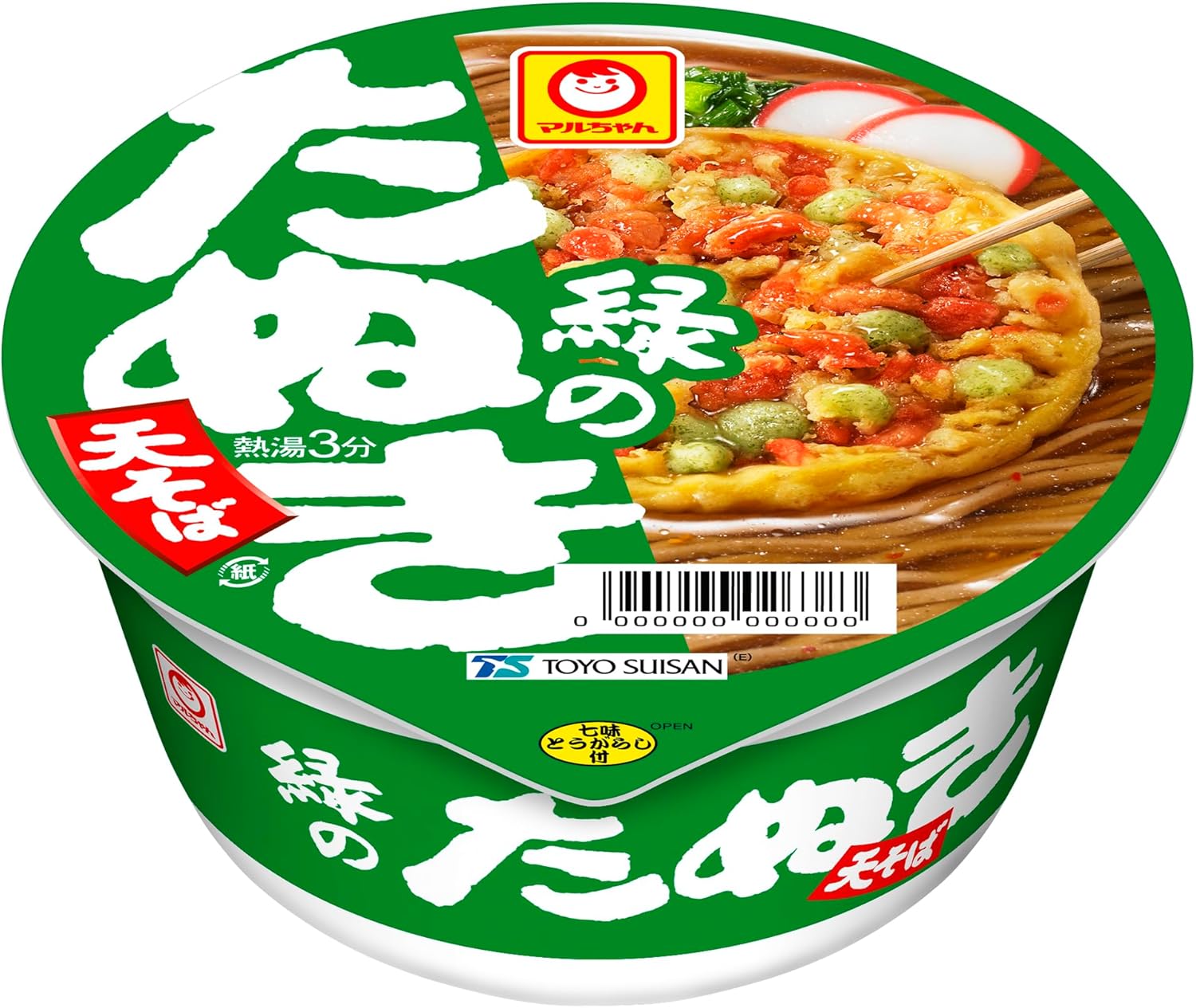 Maru-chan Green Tansuki Tensoba Soba (3.5 oz (101 g) x 12 Packs/Case Sold Sold), Cup Noodles, Soba, Kanto Style Soup, Cup Soba, Box Buy, Toyo Suisan, Red Fox Series