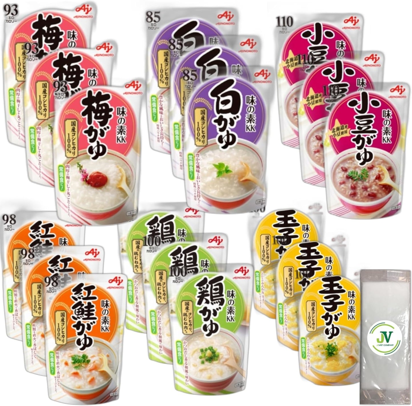 【JAVIET KAISHA】Ajinomoto Rice Porridge 6 Types 6-Piece Set, 6 Types 12-Piece Set, 6 Types 18 Meals (Retort, Microwave Cooking, Emergency Food, Stockpile)