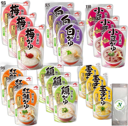 【JAVIET KAISHA】Ajinomoto Rice Porridge 6 Types 6-Piece Set, 6 Types 12-Piece Set, 6 Types 18 Meals (Retort, Microwave Cooking, Emergency Food, Stockpile)
