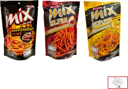 【JAVIET KAISHA】VFOODS MIX BUTTER CORN BISCUITS STICKS 10個詰め合わせセット タイ産 スナックお菓子 50Gx10個 感謝シールが付き (10個セット, BUTTER CORN)