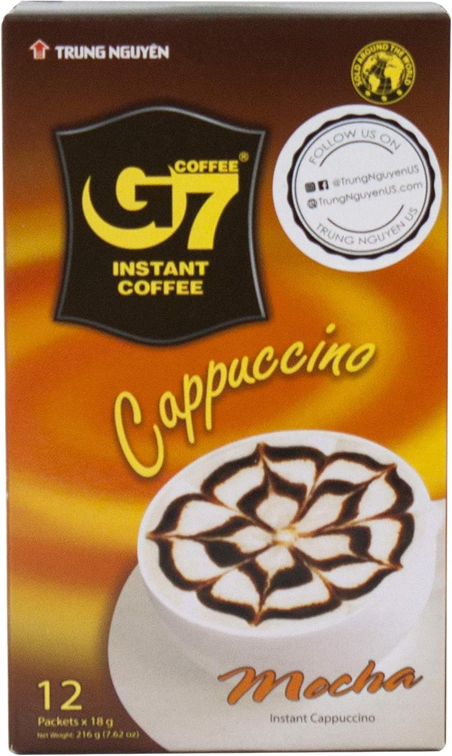 TrungNguyen (Official) Vietnamese G7 Coffee, Cappuccino/Mocha Box, Genuine Product, 12 Bottles