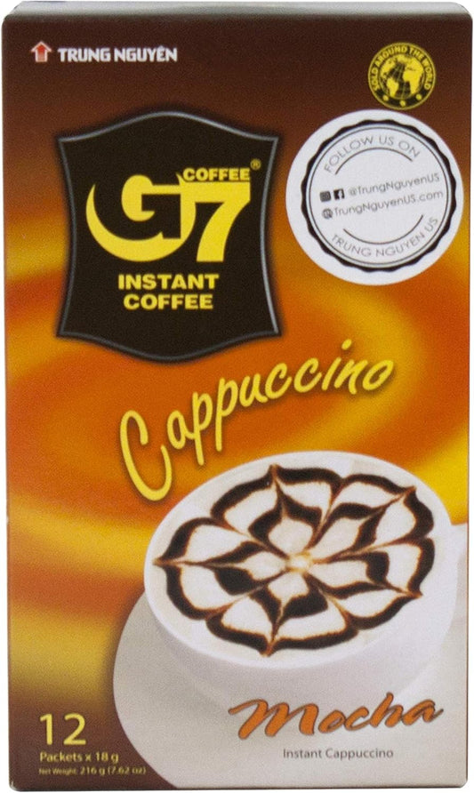 TrungNguyen (Official) Vietnamese G7 Coffee, Cappuccino/Mocha Box, Genuine Product, 12 Bottles