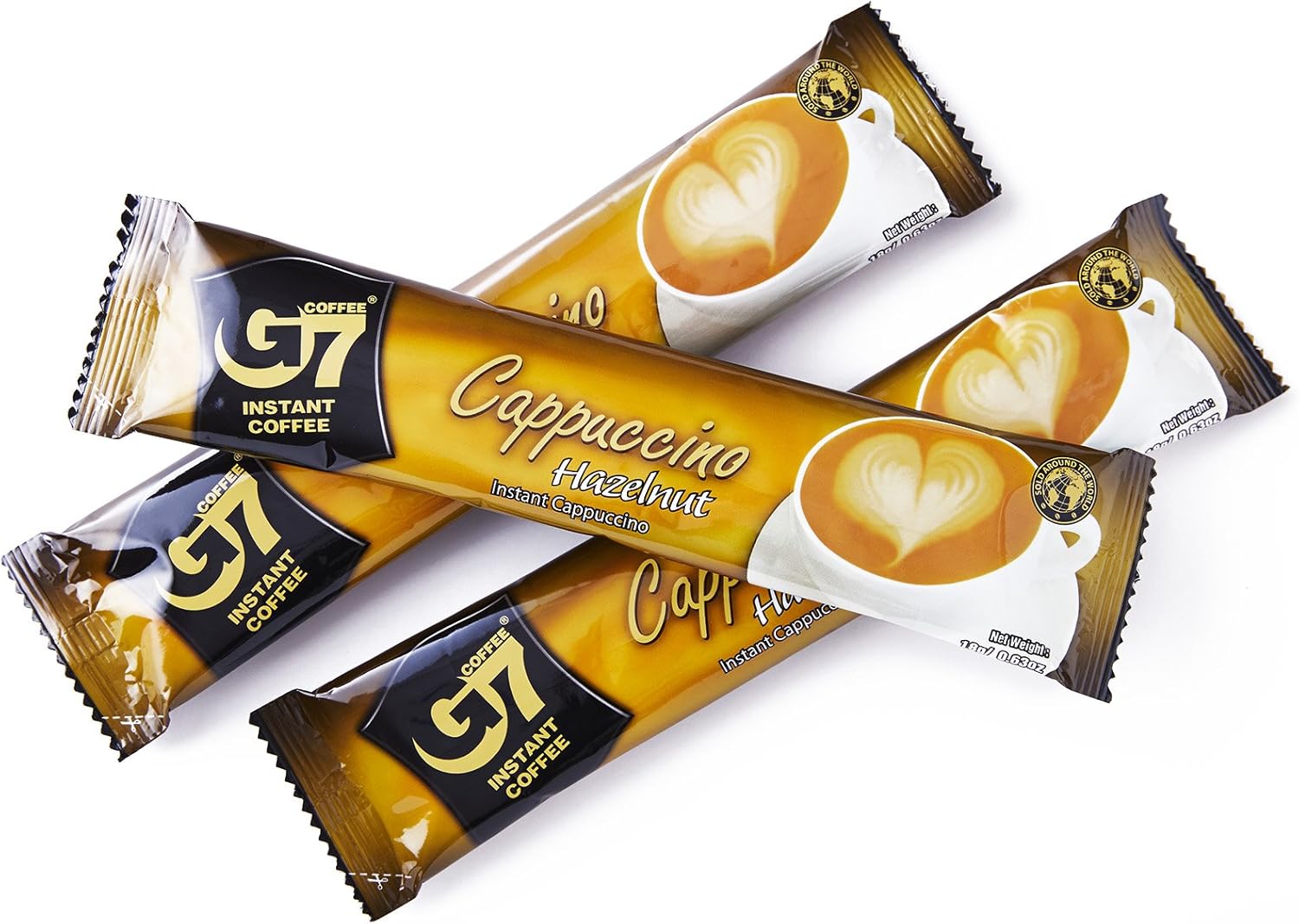Official Vietnamese G7 Coffee, Cappuccino/Hazelnut Box, Genuine Product, 12 Bottles