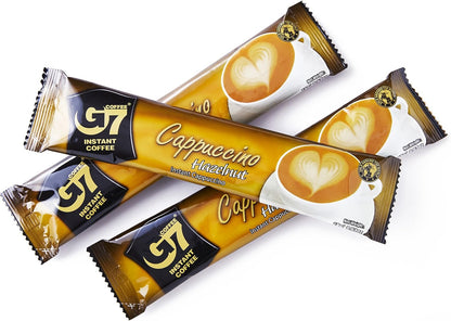 Official Vietnamese G7 Coffee, Cappuccino/Hazelnut Box, Genuine Product, 12 Bottles