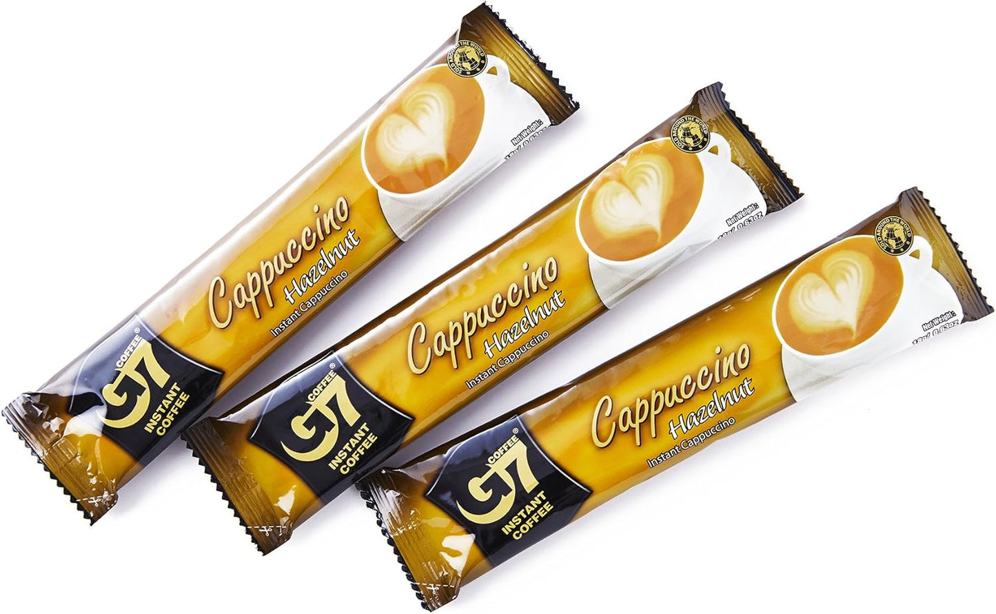 Official Vietnamese G7 Coffee, Cappuccino/Hazelnut Box, Genuine Product, 12 Bottles