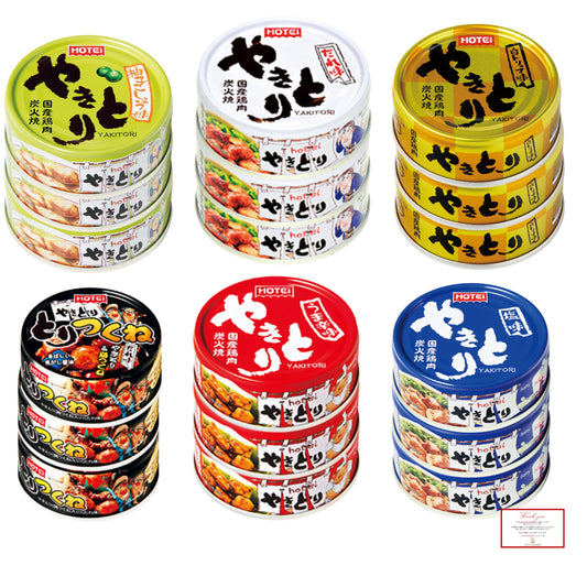 【JAVIET KAISHA】ホテイフーズ 肉缶詰 セット やきとり 6種類 詰め合わせ 柚子こしょう、白トリュプ、 たれ、つくねたれ、 うま辛、塩 やきとり おつまみ 保存 非常食 感謝シール付き