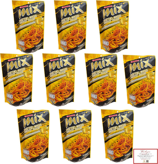 【JAVIET KAISHA】VFOODS MIX BUTTER CORN BISCUITS STICKS 10個詰め合わせセット タイ産 スナックお菓子 50Gx10個 感謝シールが付き (10個セット, BUTTER CORN)