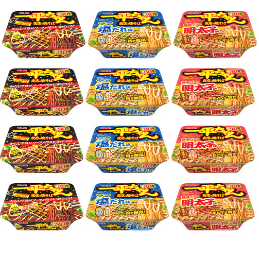 【JAVIET KAISHA】明星 一平ちゃん夜店の焼そば カップ焼きそば 4種12個詰め合わせセット まとめ買い 食べ比べ (2. 4種12個セット)
