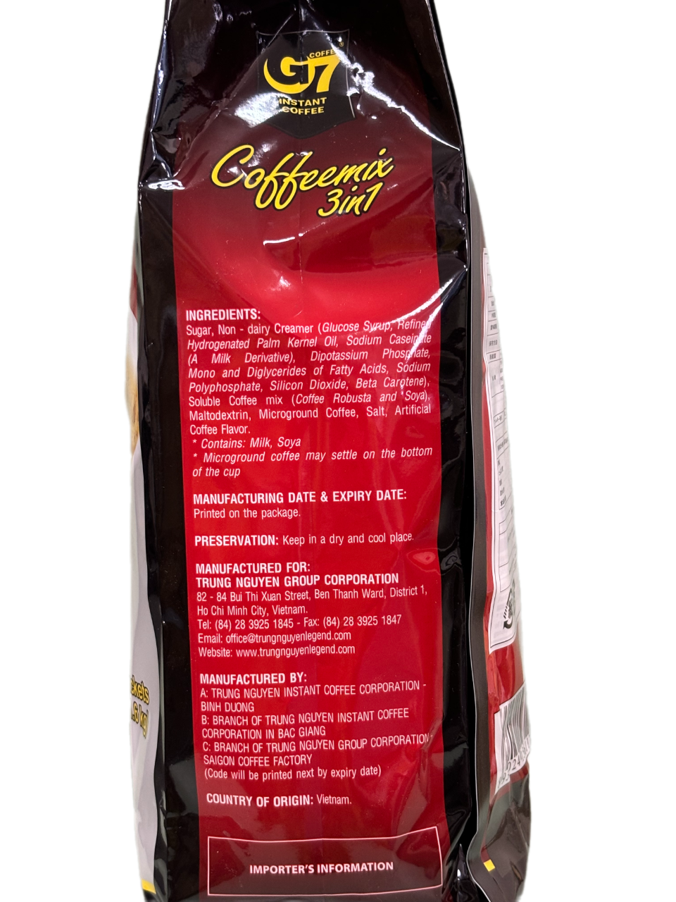 TRUNG NGUYEN チュングエン G7 16g×50袋入り インスタント ホット アイス コーヒー 3in1 ベトナムコーヒー [並行輸入品] (1パック（16ｇx50袋）